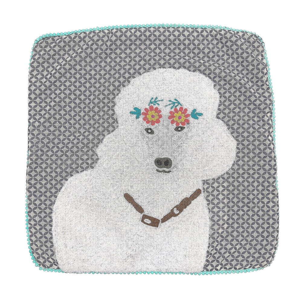 Karma Living Embroidered Square 18" x 18" Pillow Case‎ with Poodle Florals Rare